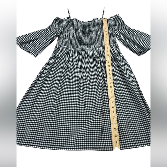Cottagecore Coquette Girl Magnolia Skye Black and White Gingham Smocked Dress. - Picture 3 of 6